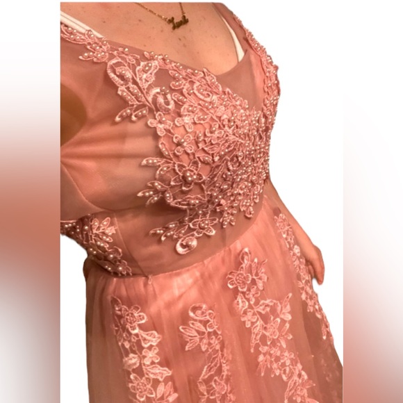 Pink Floral Tulle Full Floor Length Custom Ballgown Long Full Dress Prom Formal🤩 - Picture 3 of 10